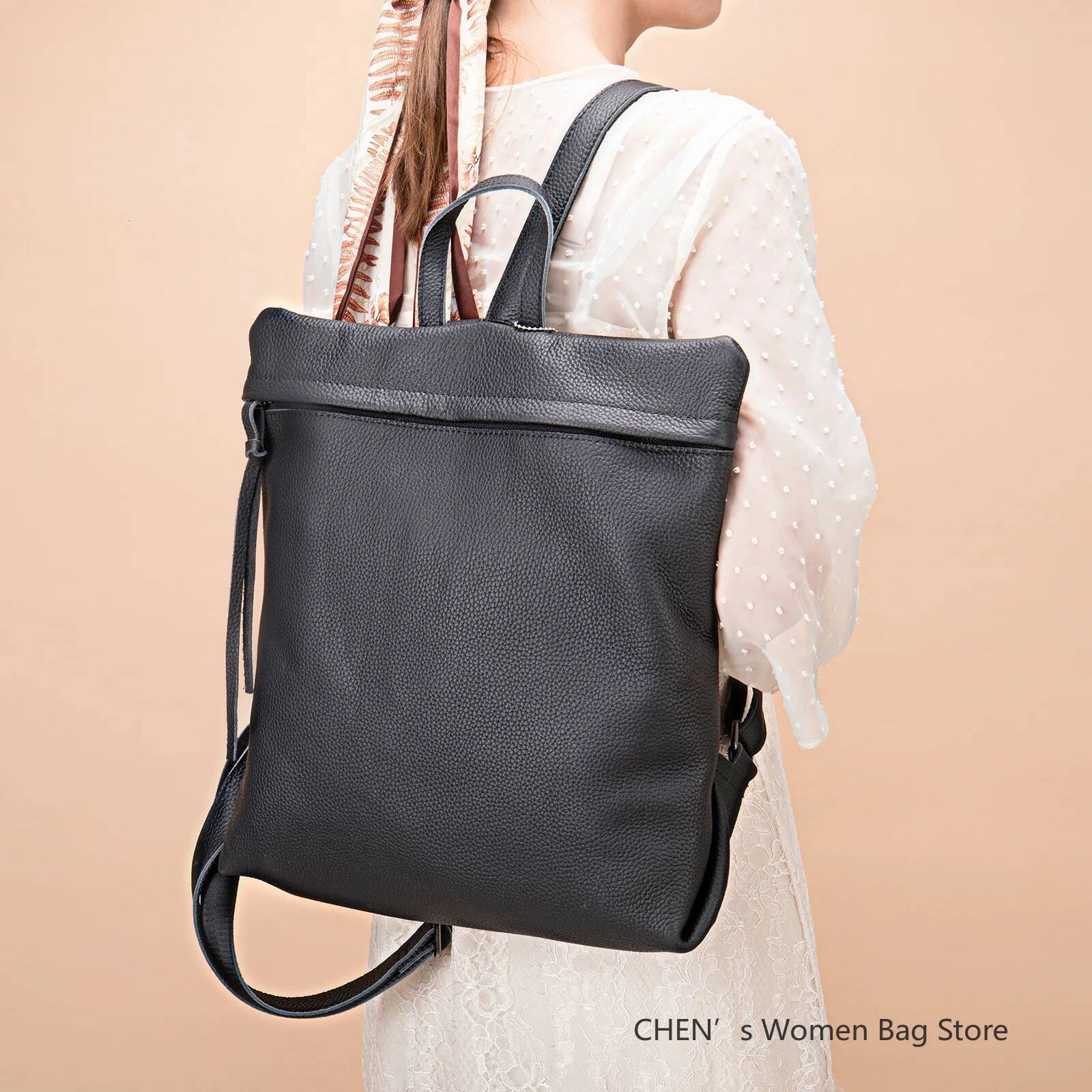 New Fashion Genuine Leather Women Large Capacity Women's Korean Version Casual Simple Versatile Backpack high-quality