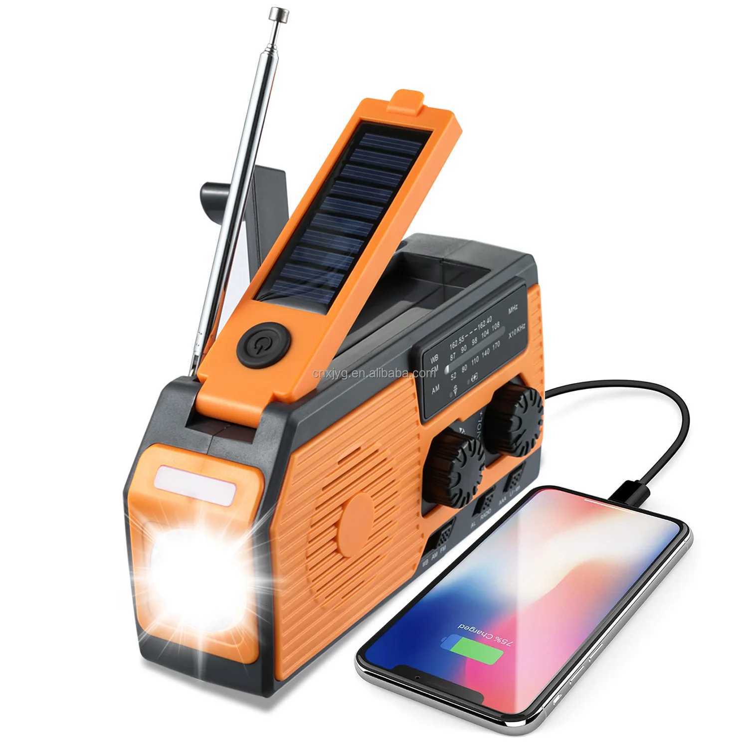 Emergency Solar FM Radio and Light in One 10000mAh Power Bank Multifunctional Radio Hand Crank Solar USB Charging FM AM WB NOAA C250928