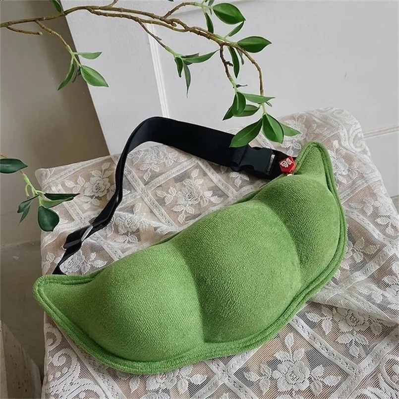 2023 Personality Creative Edamame Shape Ladies Messenger Bag Plush Pea Shoulder Fun And Funny Chest Bolsa De Mensajero 240812ZYl