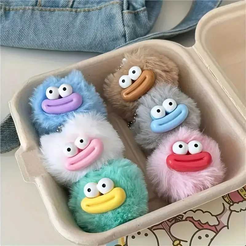 6Pcs Cute Cartoon Sausage Mouth Plush Keychains Soft Faux Fur with Durable Metal Ring for Bags Cars Ideal Gift for FriendsXJ250928