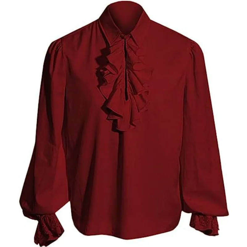 Adult Kids Renaissance Victorian Steampunk Pirate Ruffle Colonial Shirt Top Medieval Halloween Cosplay Costume 250922