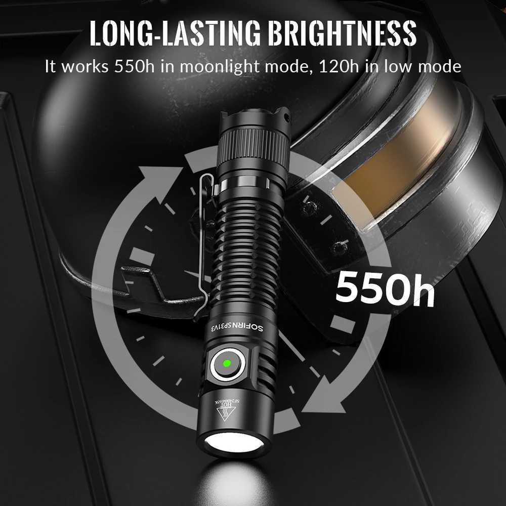 Sofirn SP31 V3 18650 Tactical Flashlight 2000lm SST40519A Rechargeable Torch Throw 269M USB C IP68 EDC Tail Switch D250928