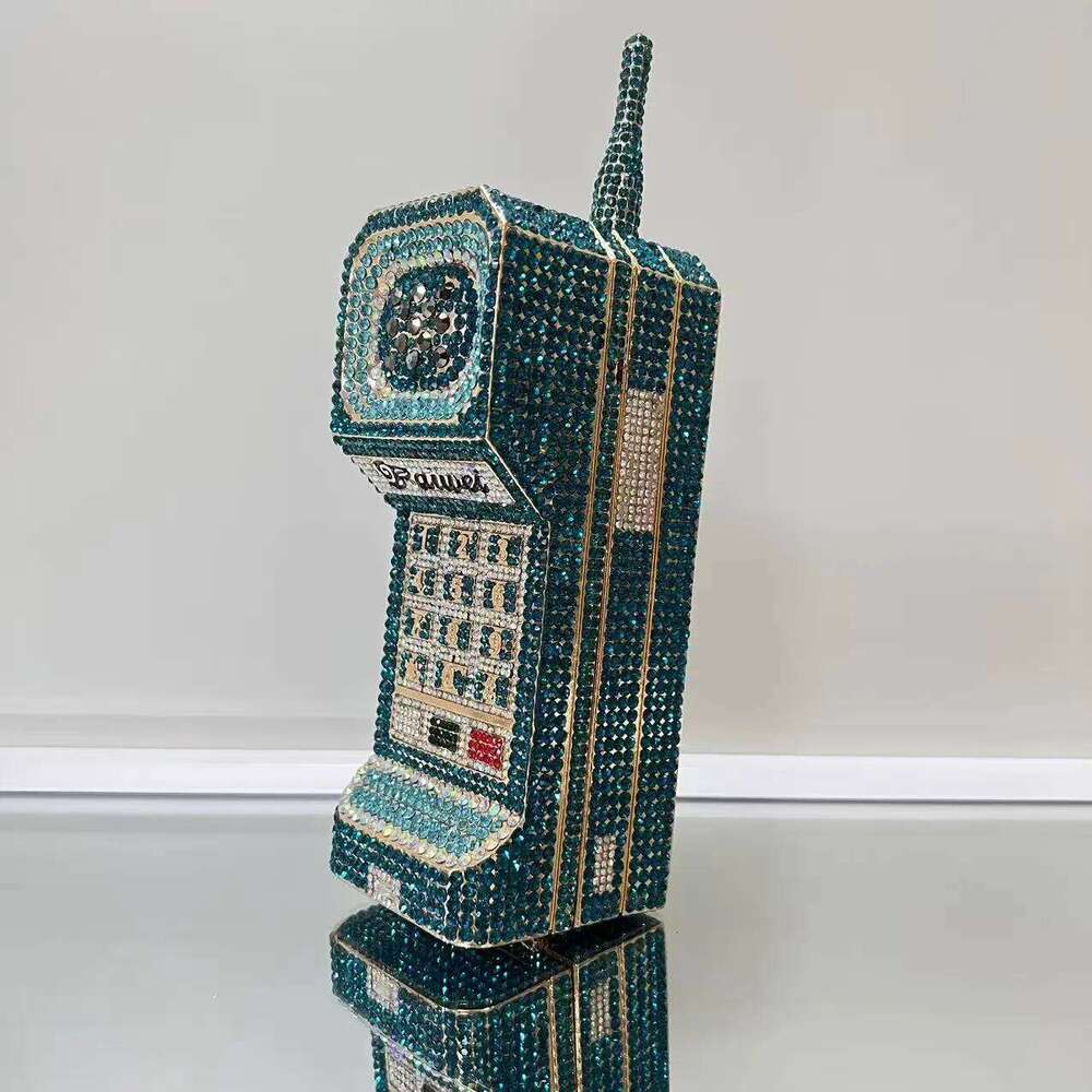 XIYUAN Newest Cellphone Shaped Rhinestone Evening Clutch Purse Dia Wedding Party Bag Lady Pink Crystal Bridal Handbag