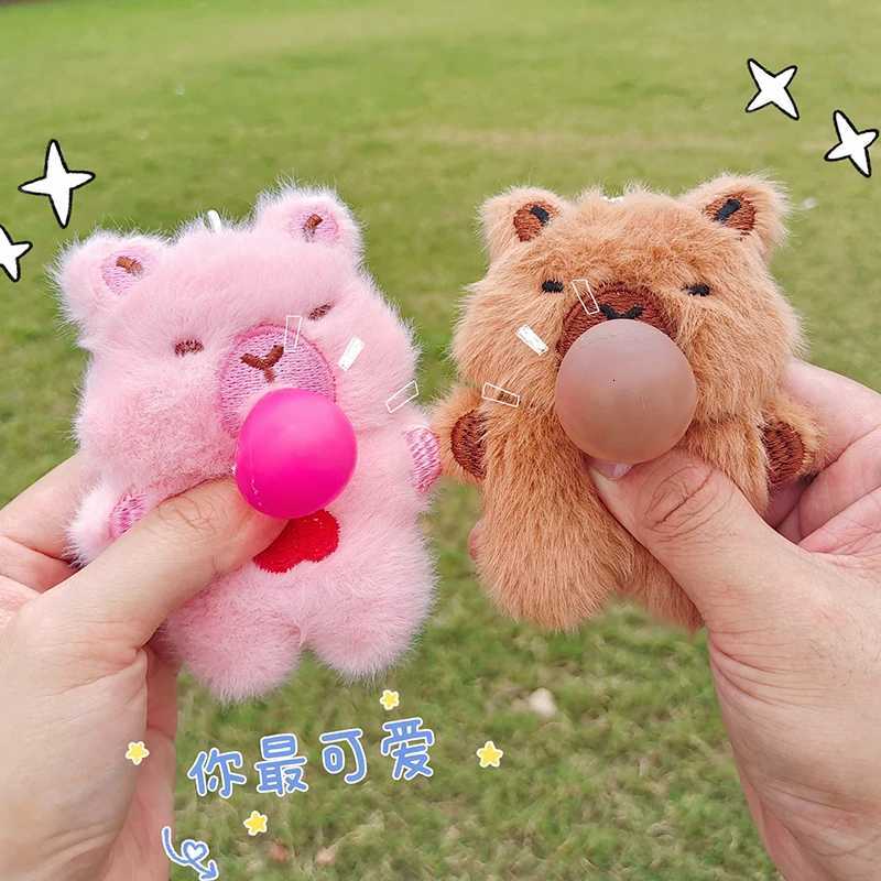 10CM Capybara Anime Plush Toy Keychain Cartoon Capybara Blow Bubbles Stuffed Animals Baby Children Toys Pendant Holiday GiftsXJ250928