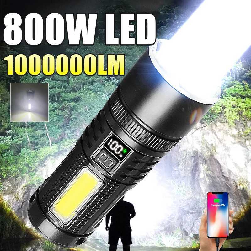 Most Powerful LED Flashlight 1000000LM Portable Lamp Super Bright Tactical Flashlight Rechargeable Lights For Camping Hunting D250928