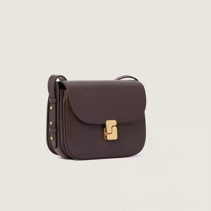 Autumn new women's handbag leather material trend small square bag light luxury retro style shoulder bag bag designer bag