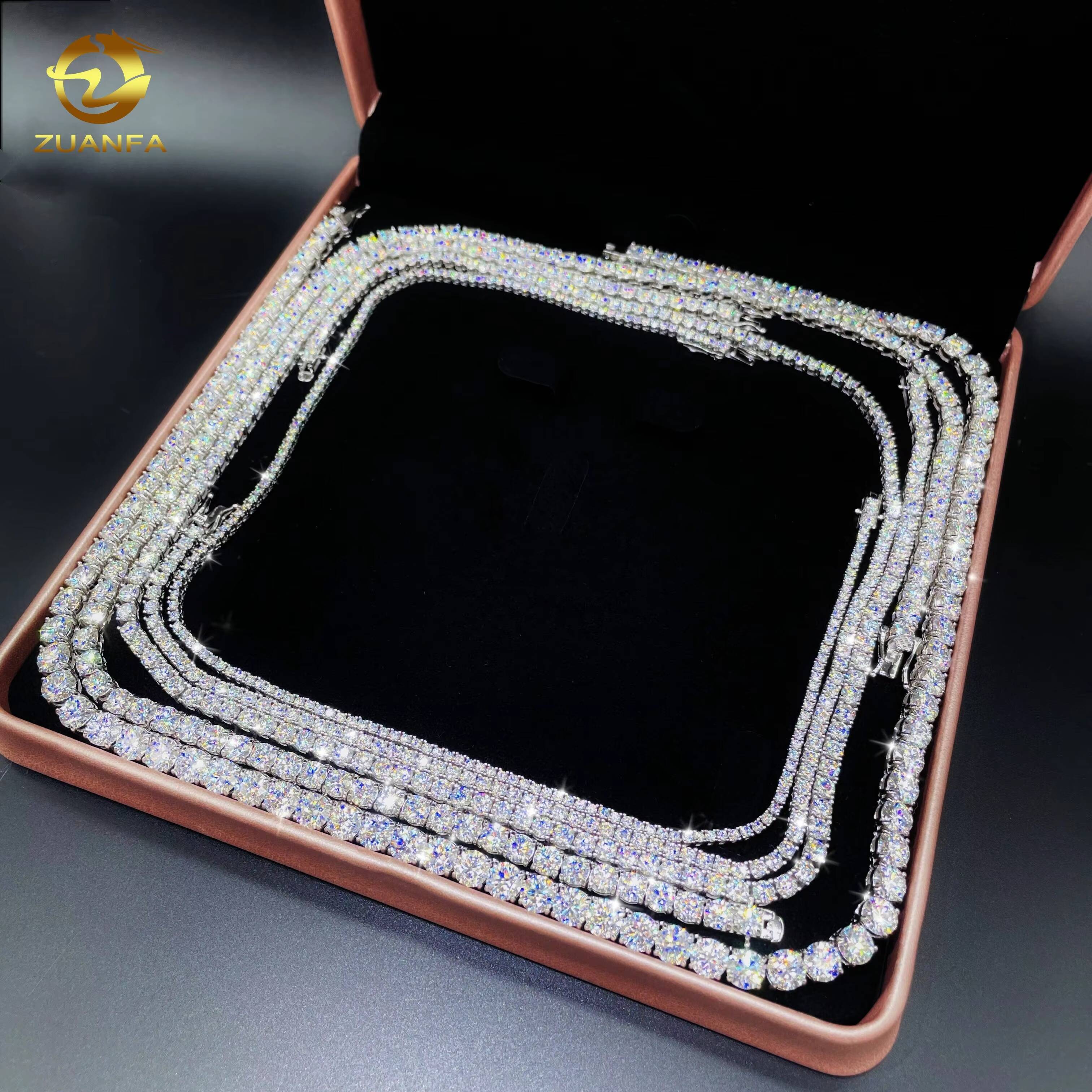 Factory Price Full Size Moissanite Tennis BraceletNecklace Pass Diamond Tester Tennis Chain 925 Sterling Silver