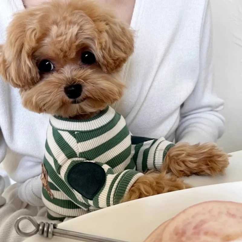 Summer Pet Shirt Cute Striped Dog Clothes Bear Print Puppy Bottoming Shirt Breathable Cat Pullovers Pet Sweatshirts Dog Apparel X250928
