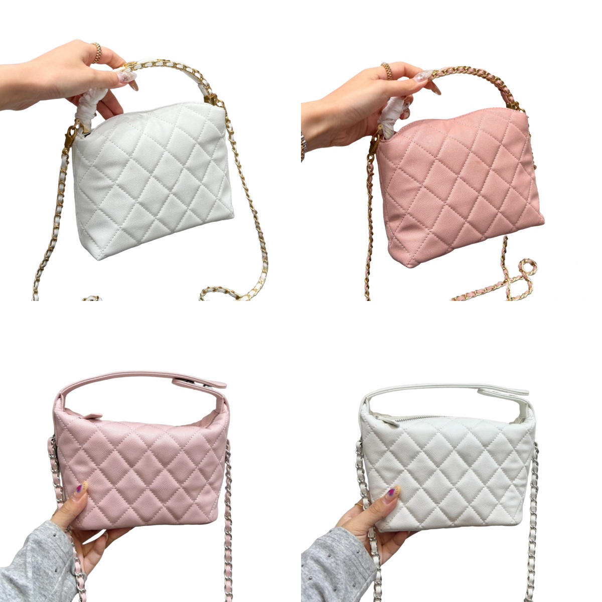 Designer Hobo Bag Crossbody Bag Mini Caviar Leather Bag with Handle High Quality Chain Shoulder Strap Diamond Lattice Handbag Womens Designer Bucket Bag