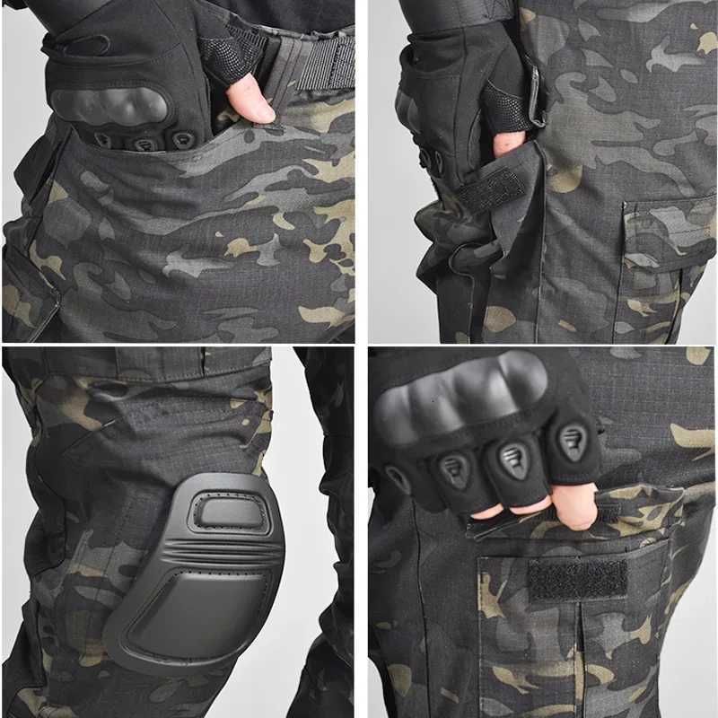 Men Paintball Clothing Uniform Tactical Camouflage Hunting Shirts Pants ElbowKnee Pads Suits W250928