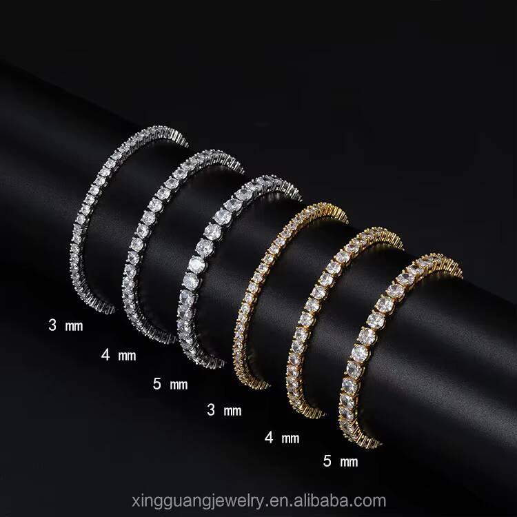 Hot-sale 2mm 3mm Moissanite Chain Diamond Tennis Link Silver Chain VVS Moissanite Tennis Fine Jewelry Bracelet