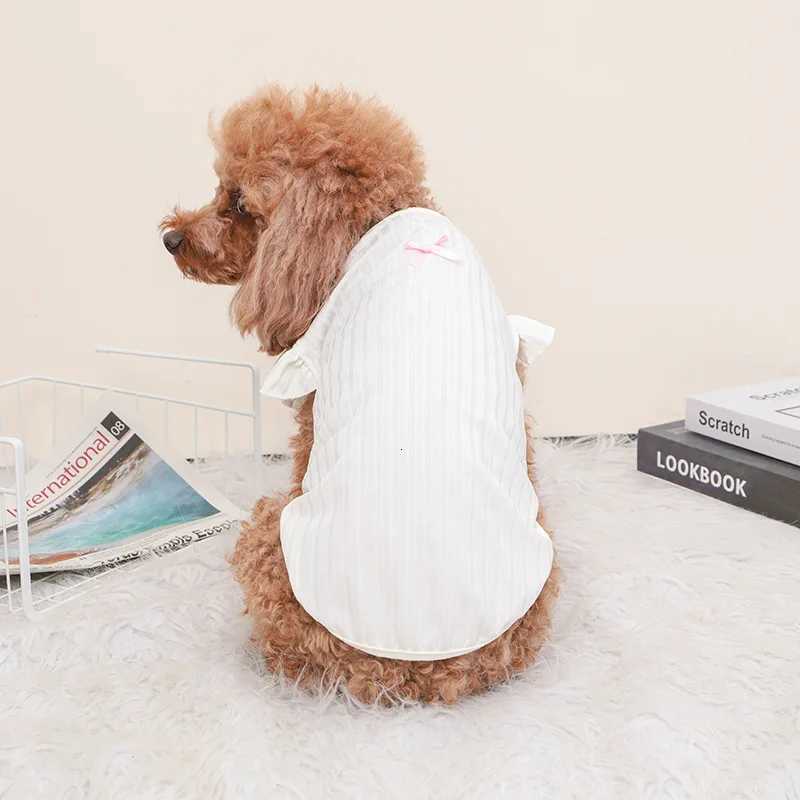 Cute Bow Dog Vest 2025 Dog Clothes Puppy Pullover Summer Pet Clothes Breathable TwoLegged Clothes Solid Color Cat Pet Products X250928