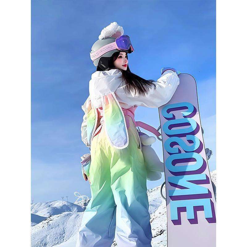 Fuyan Gradient Color Snow Set For Women 2025 Autumn Winter New Windproof Warm Snowproof Snowboarding Suit