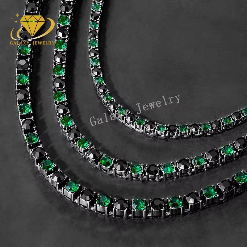 Silver 925 3mm 4mm 5mm Purple Pink Two Tone Color Moissanite Tennis Chain Necklace Bracelet