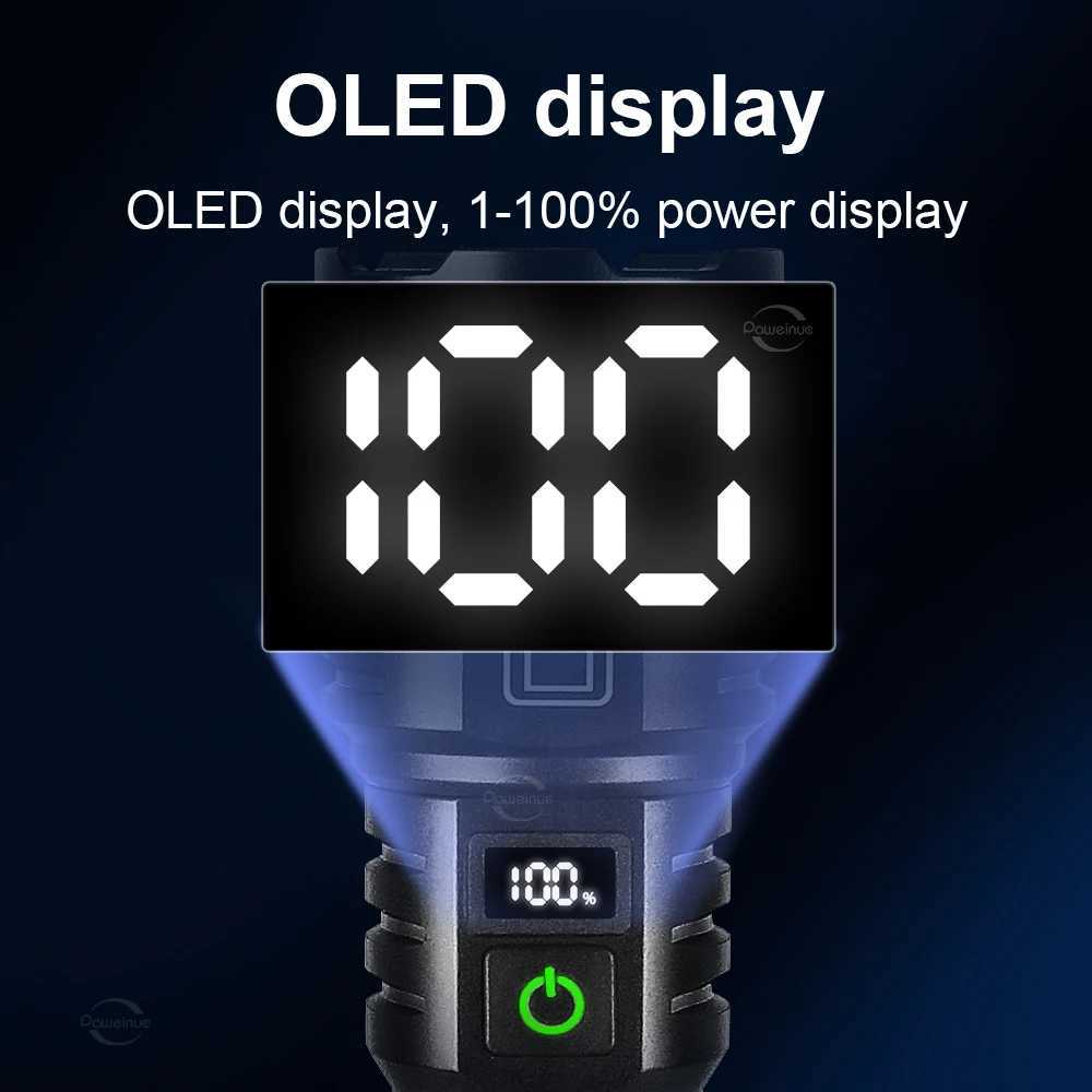 5000000LUX Super Bright LED Flashlights Rechargeable Tactical Torch 26650 Powerful 5000M Portable Lamp Outdoor Camping Lantern D250928