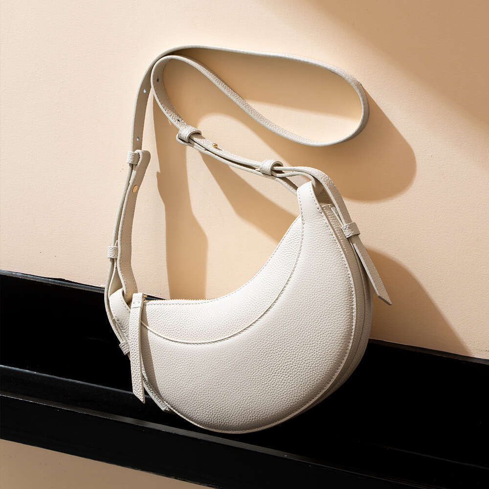 designer bag Luxury bag Genuine Leather Women's Fashion Versatile Shoulder High-End Niche Lychee Pattern Crescent Large Capacity Crossbody Bag