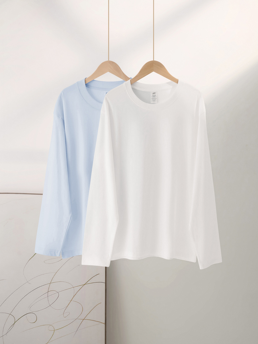 K2267 New autumn and winter women's pure cotton long-sleeved T-shirt solid color slimming inner loose top