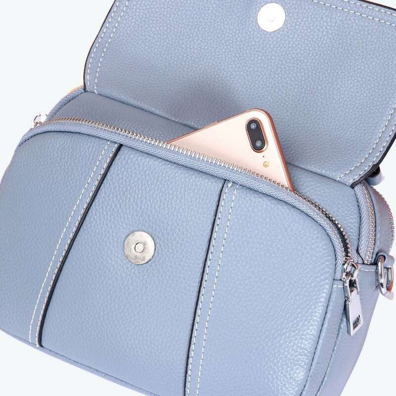 Fashionable top layer cowhide hand-held crossbody women's casual multi compartment handbag, large capacity soft leather