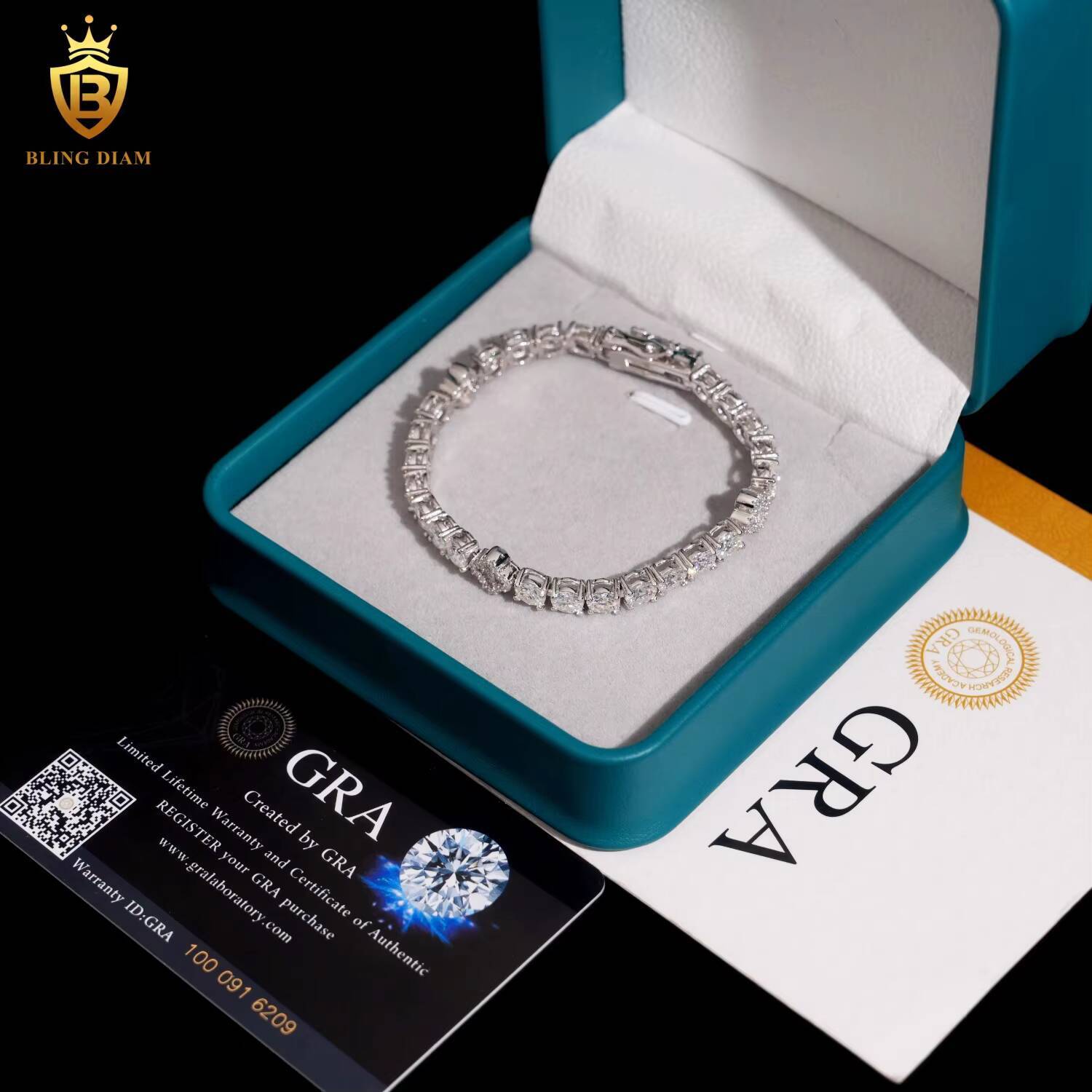 5mm Fine Jewelry 925 Sterling Silver Vvs Moissanite FourLeaf Clover Tennis Chain Bracelet Necklace Set