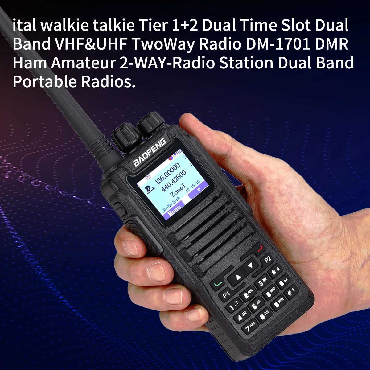Baofeng DMR Mobile Radio Walkie Talkie Transceiver Analog Digital DM 1701 Tier12 Dual Time Slot Open GD77 Dual Band Ham RadioXJ250928