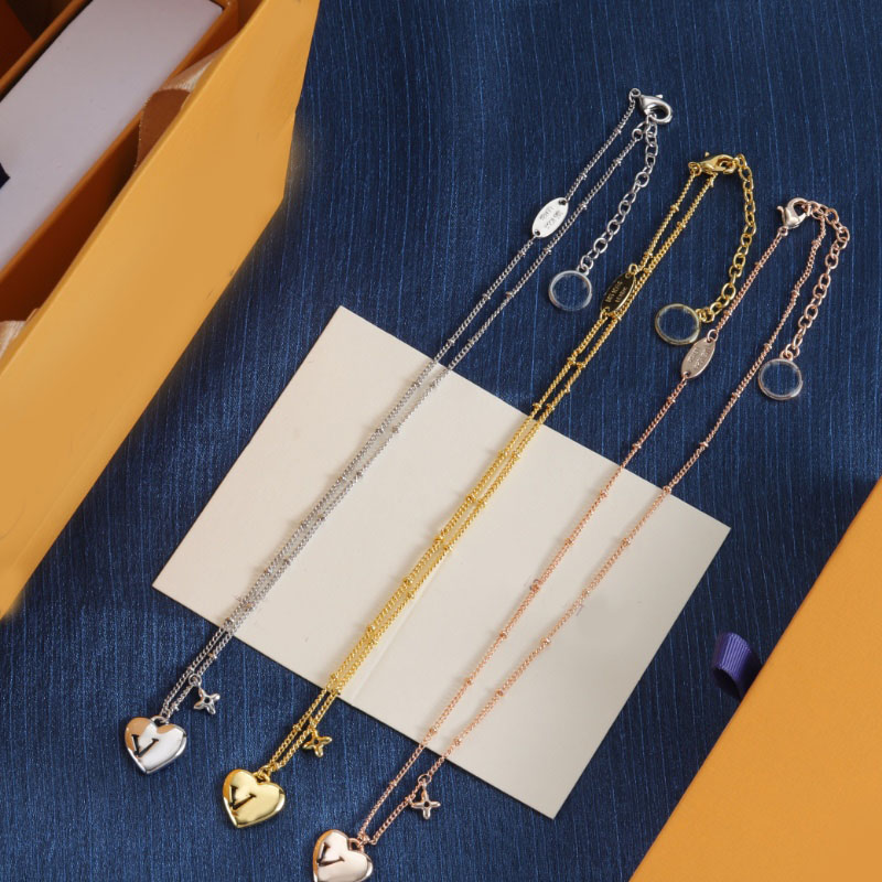 Pendant Necklaces Designer Necklace Luxury Heart Pendant Necklace Flower Crystal Charm Gold Silver Plated Chain Necklace Chokers For Women Men Fashion Jewelry