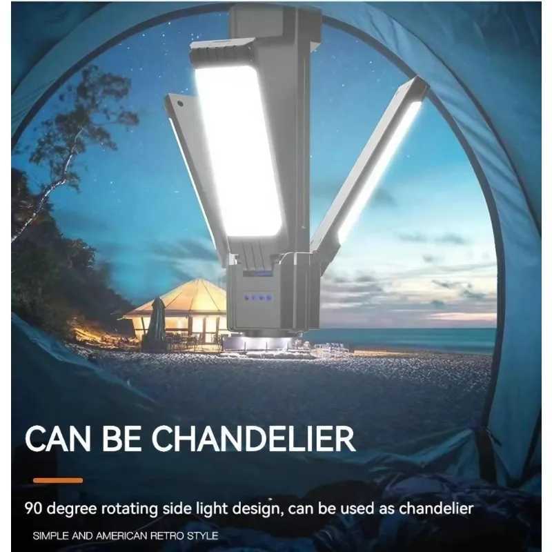 Powerful LED Camping Light USB Rechargeable 90 Foldable Portable Outdoor Tent Lamp with Magnetic Flashlight Emergency Work C250928