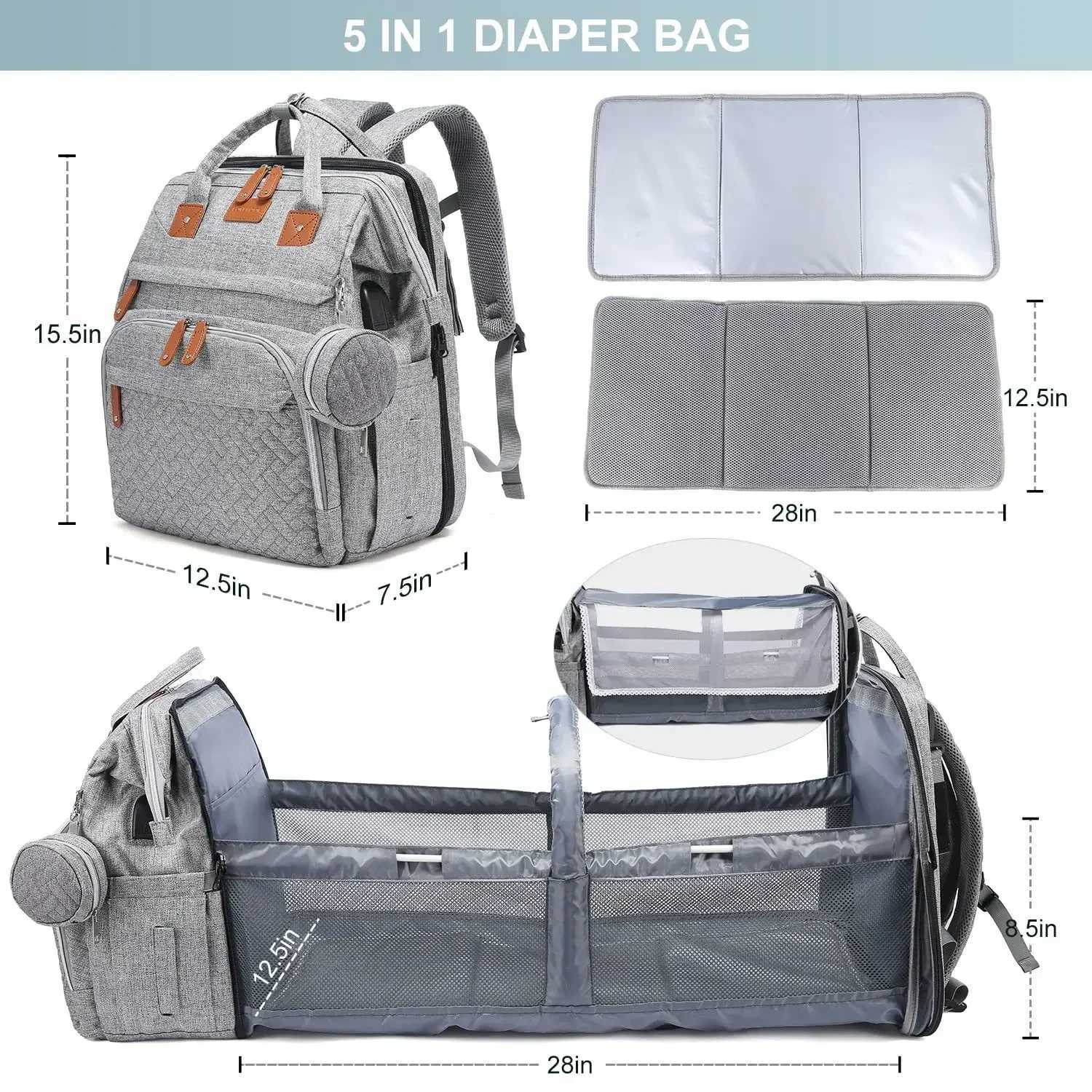 New Baby Nappy Changing Bags Changing Station Portable Baby Bed Travel Bassinet Folding Crib Shade Cloth Changing Pad WaterproofXJ250928
