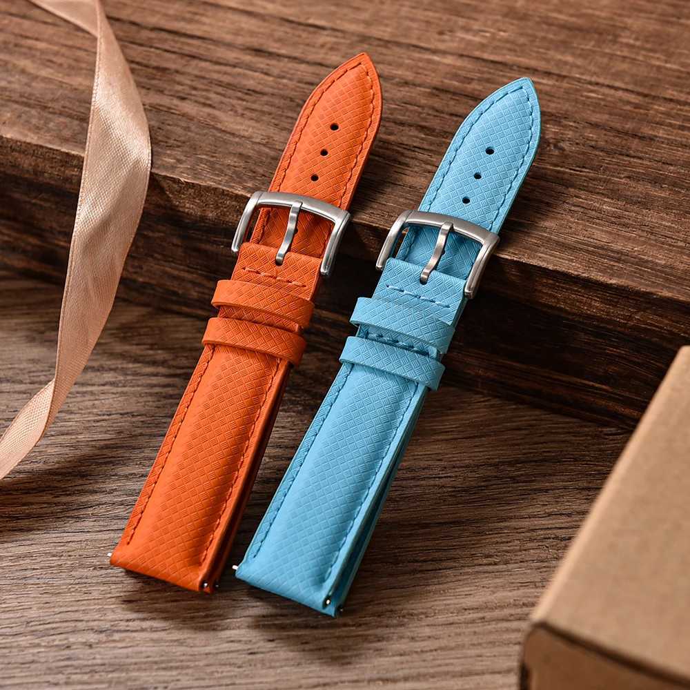 New Design FKM Rubber Leather Watch Strap 18mm 19mm 20mm 22mm Quick Release For Delugs Sailcloth Watch Bands Universal Wristband W250928