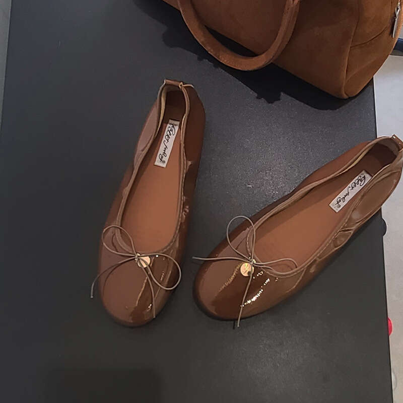 Flat French Style Soft Sole Loafers Women's 2025 New Bowknot Ballet Grandma Shoes