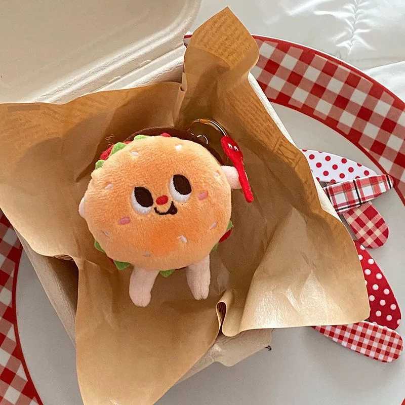 Cute Hamburger Plush Dolls And Creative French Fries Plush Pendants Girl Car Keychain Decorations And Cute Schoolbag AccessoriXJ250928