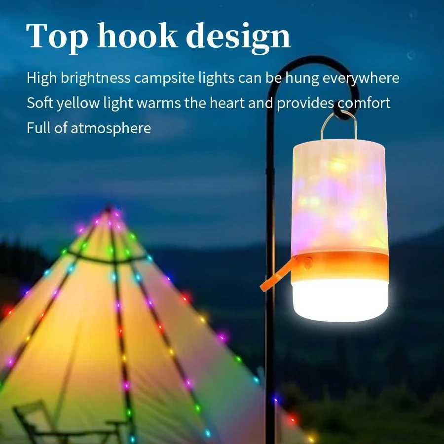 USB Rechargeable Camping String Light 2in1 Outdoor Waterproof Portable String Light with Lighting Mode Hiking Camping Light C250928