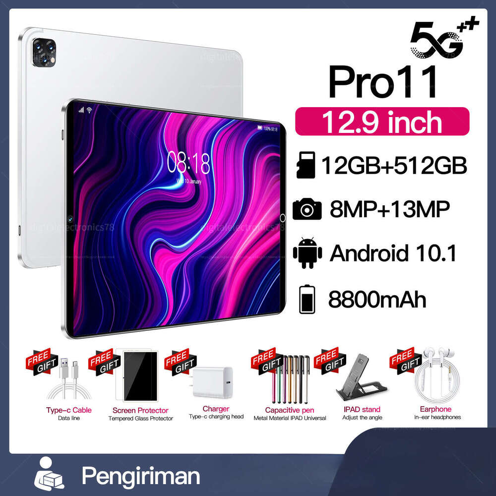 10inch Original Pad pro11 Tablets Android 14 Tab 22GB+2TB Global Version 5G Dual SIM 8800mAh WiFi Tablet PC kids With keyboard