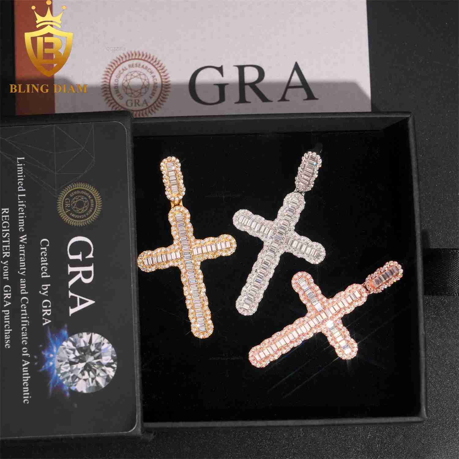 Wholesale Price Hip Hop Rapper Cross Jesus Pendant Vintage Jewelry Iced Out Vvs Moissanite 925 Sterling Silver