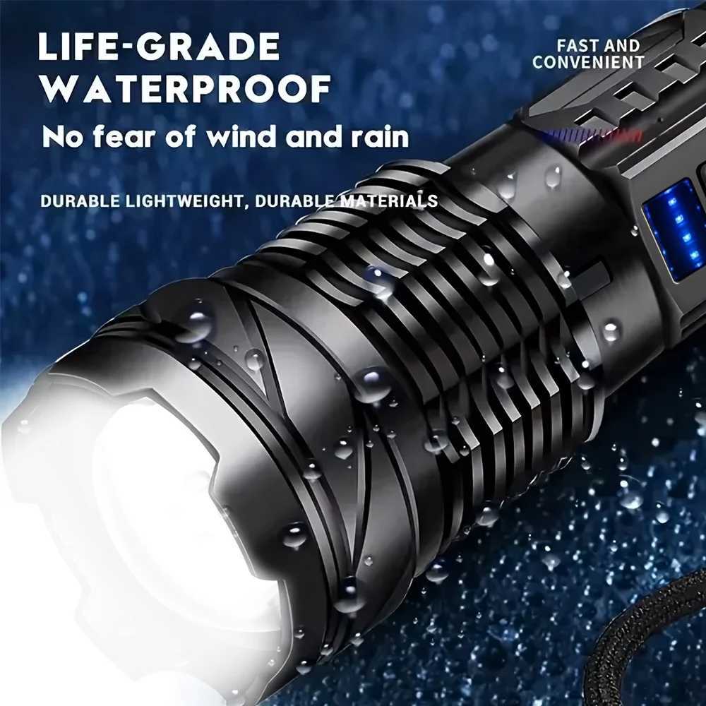 Powerful XHP50 Flashlight Zoomable Flashlight Handheld Lighting Night Work Emergency Torch for Outdoor Camping Fishing Lantern D250928