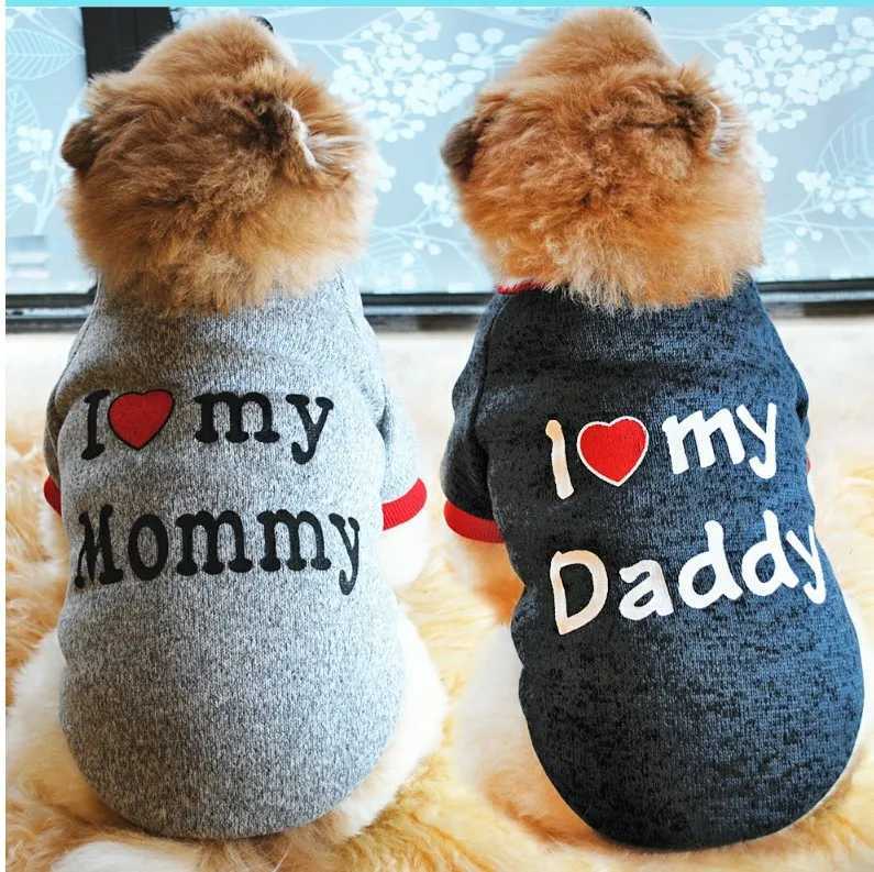 Small Dog Clothes Cute Puppy Cat Clothing Cotton Tshirt Chihuahua Pug Clothes Vest Spring Autumn Pet Costume I Love Daddy Mommy X250928