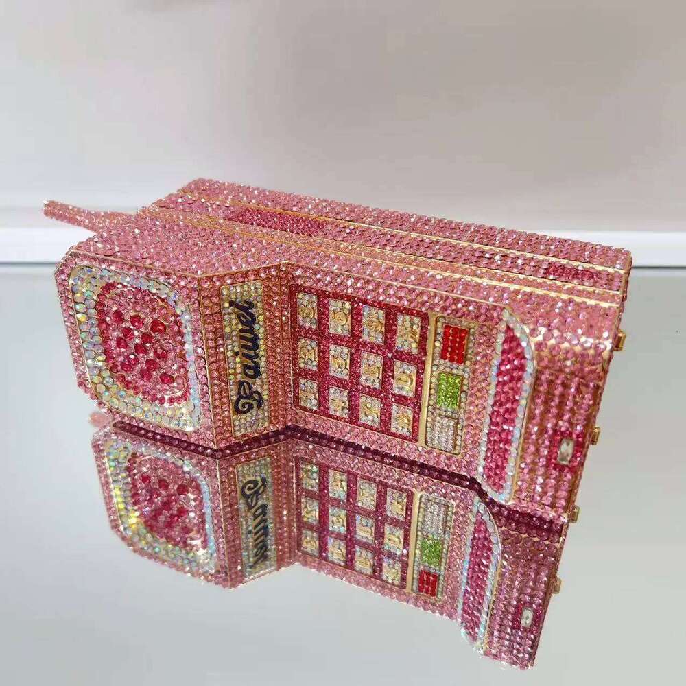 XIYUAN Newest Cellphone Shaped Rhinestone Evening Clutch Purse Dia Wedding Party Bag Lady Pink Crystal Bridal Handbag