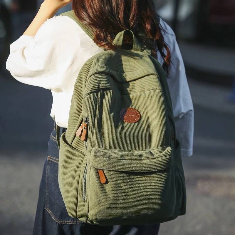 Woman Backpack Corduroy School Book Bags for Teenage Girls Boys New Female College Bag Student Lady Leisure BagPack high-quality