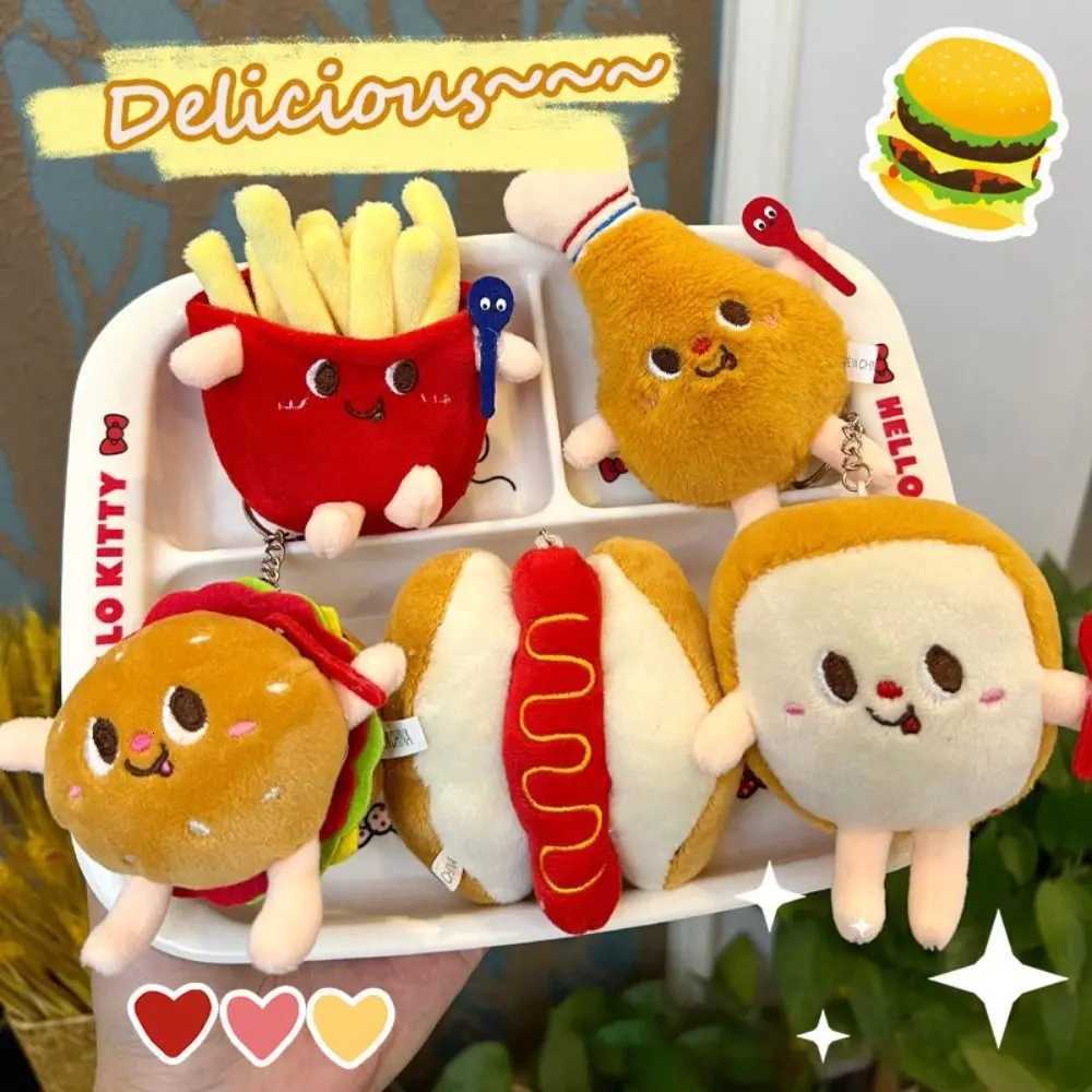 Creative Hamburger Plush Doll Keychain Chicken Leg French Fries Cute Bag Pendant Cheese Gifts Stuffed Toys Key Chain DecorationXJ250928