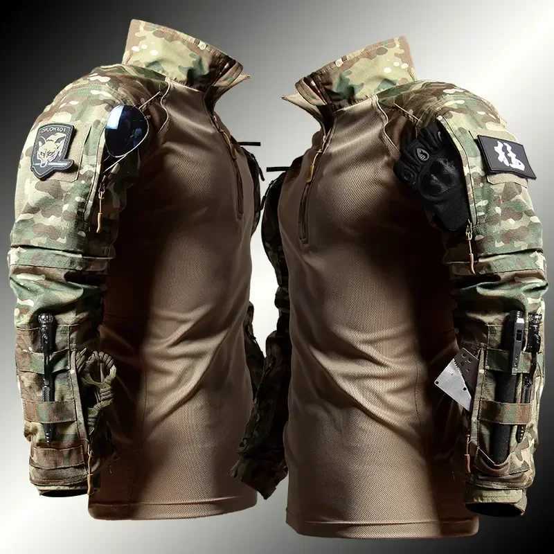Tactical Set Men Outdoors Training Breathable Camo Hunting Uniform War Games 2 Pcs Sets Quick Drying Hiking Wear Resistant Sets W250928