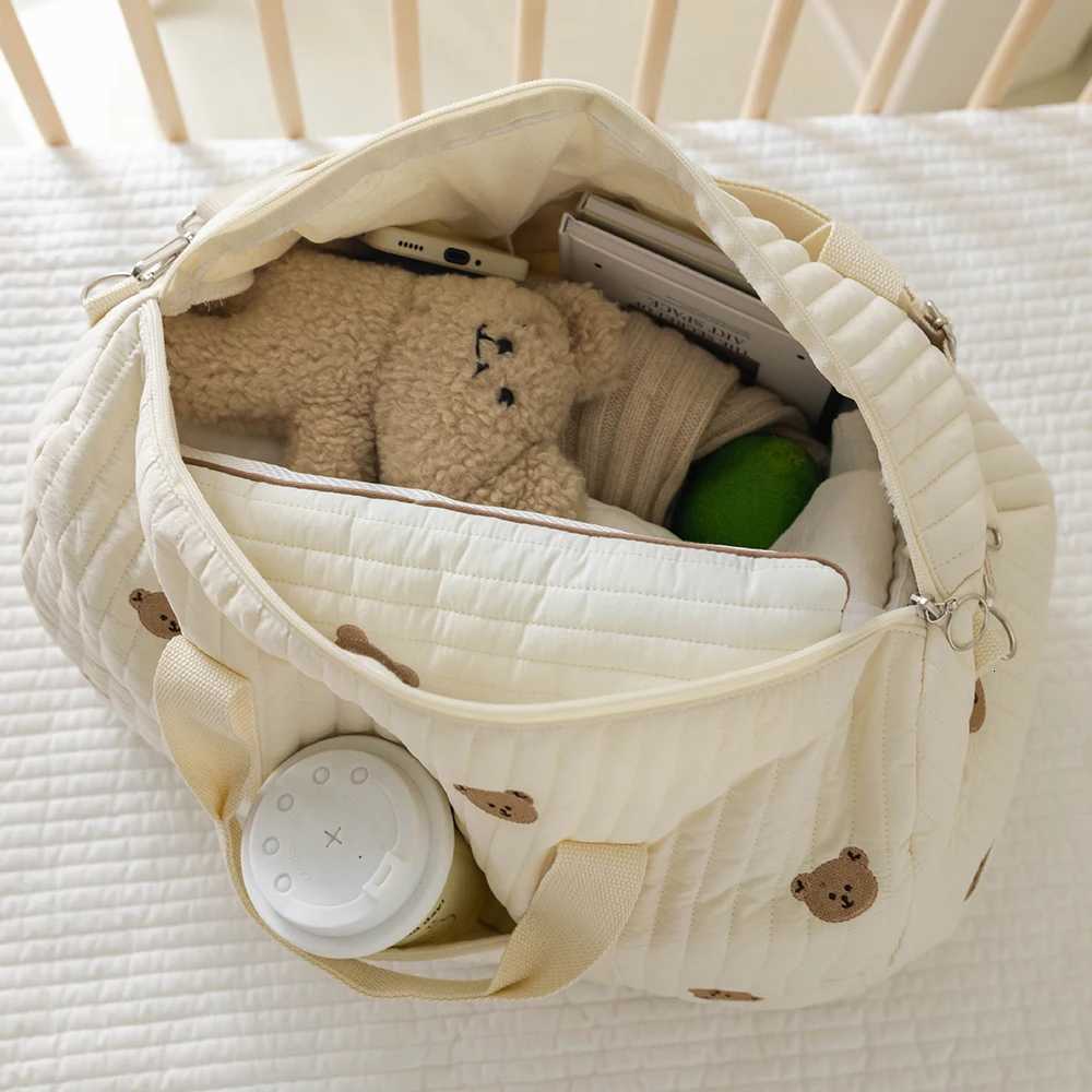 Little Bear Embroidered Handheld Shoulder Bag Cute Large Capaci Mother Baby Parent Child Single Shoulder Bag Mommy BagXJ250928