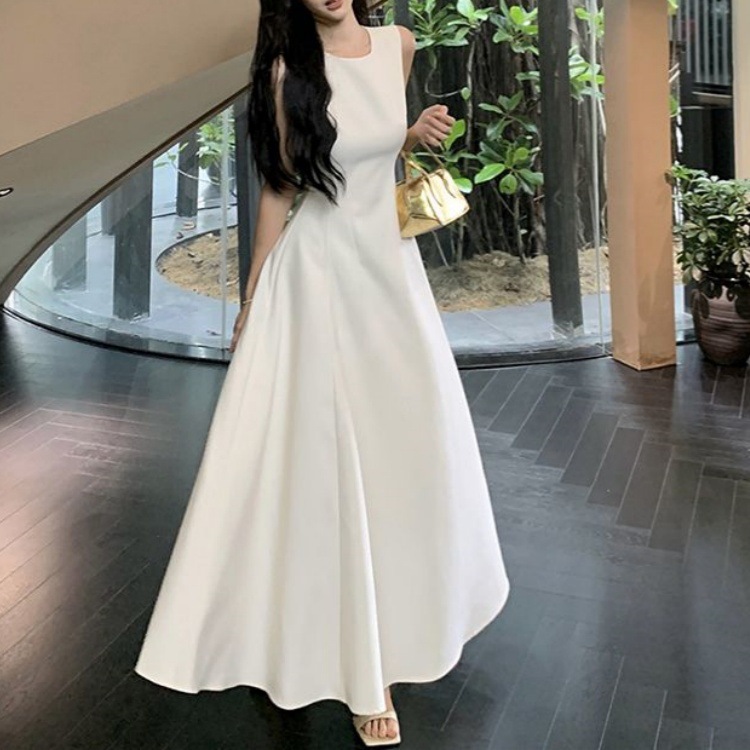 M1703 White dress women's summer 2025 new French temperament high-end sleeveless vest