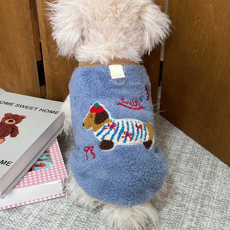 DoubleSided Fleece Dog Clothes FallWinter Collection Teddy Vest Thickened Small Dog Hoodie Pet Dachshund Embroidered Pullover X250928