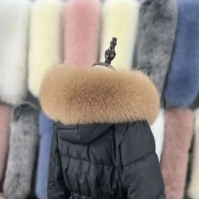 Super Large Real Fox Fur Collar For Coat Hood Decor Winter Warm Fur Scarf For Women Coat Jacket Fur Shawl 1820cm Width 250928