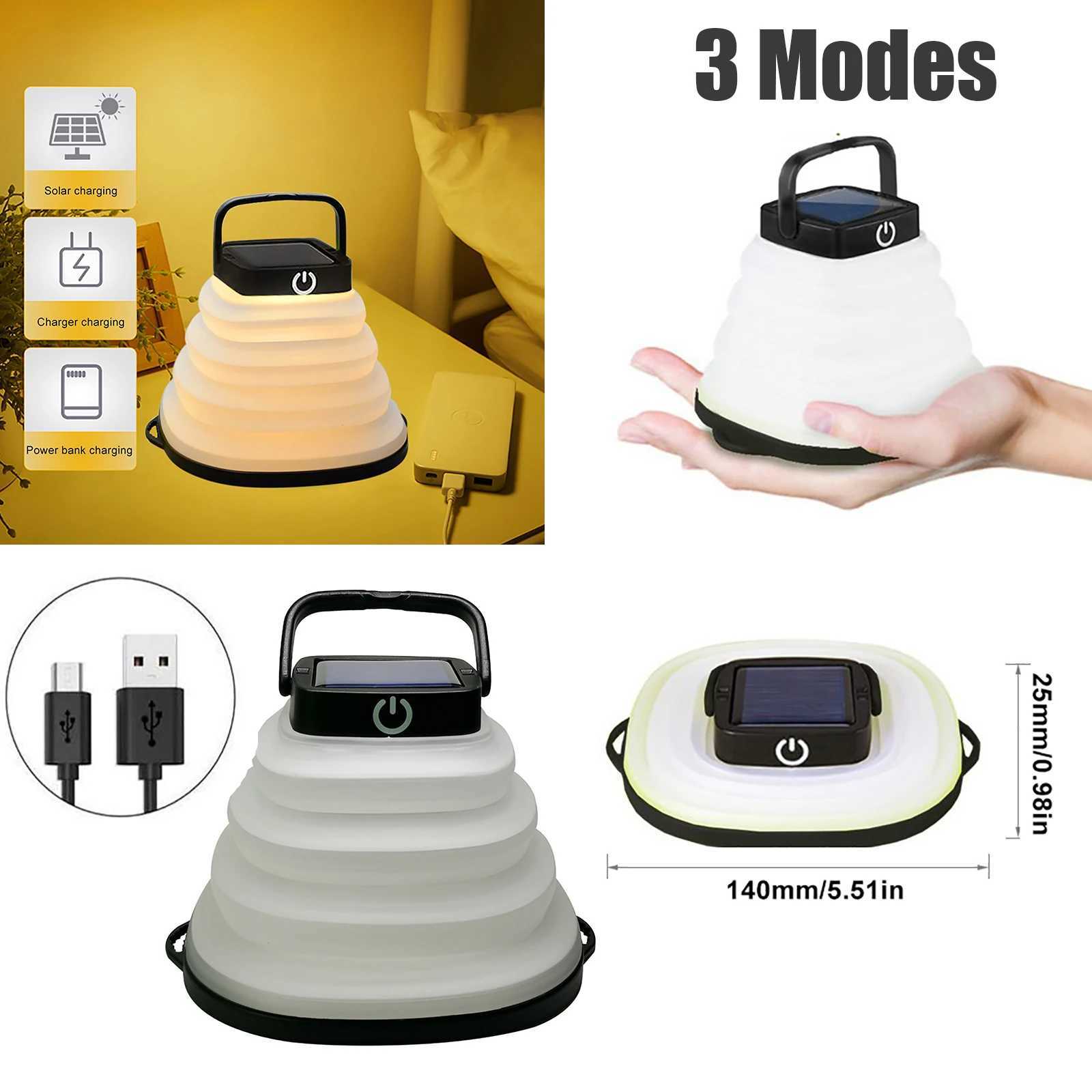 IP68 Portable Lantern Collapsible Camping Light Solar Tent Lighting Outdoor USB Rechargeable Light Waterproof LED Fishing Lamp C250928