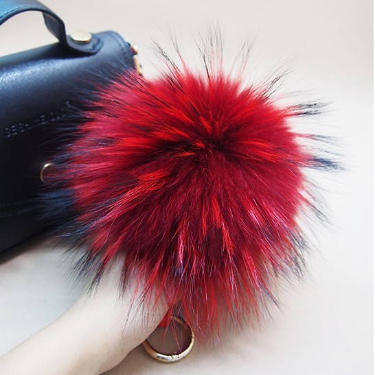 Extra Large Raccoon Fur Ball Car Key Metal Buckle Pendant Phone Chain Bag Charm Genuine Fur Accessories