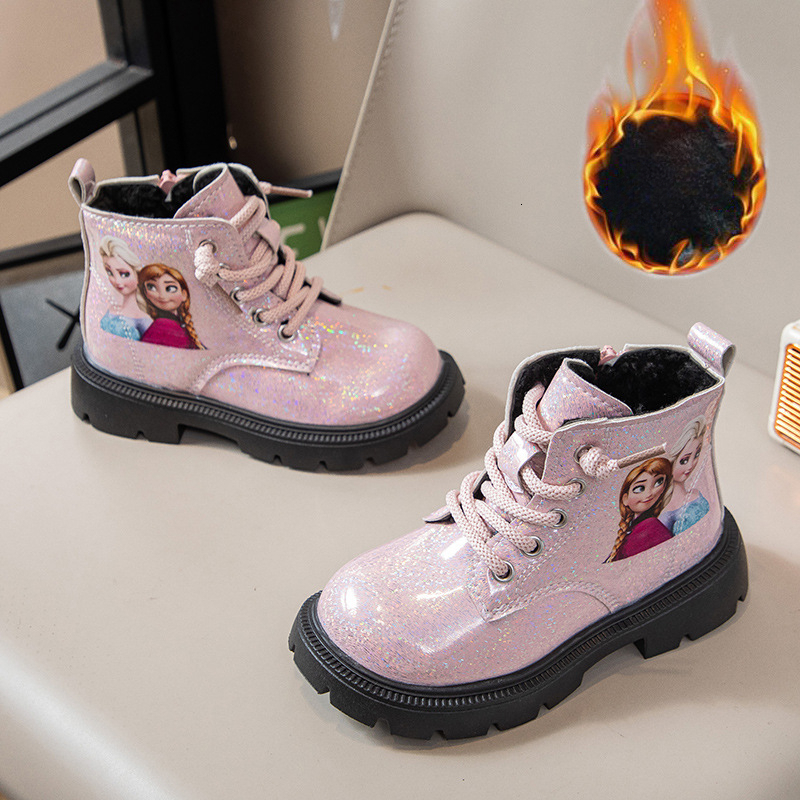 Autumn and winter girls' wool lined Martin boots, trendy princess boots, children's leather boots, non slip soft soled short boots, designer