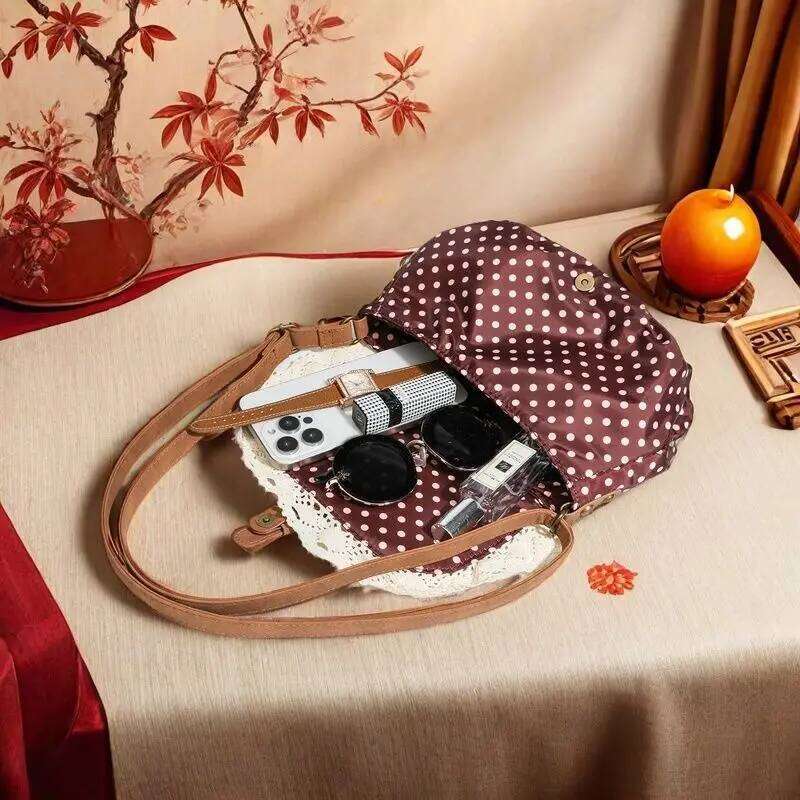 New tote bag Polka Dot Vintage Bag Casual Canvas Crossboby bag Lace One-Shoulder bags