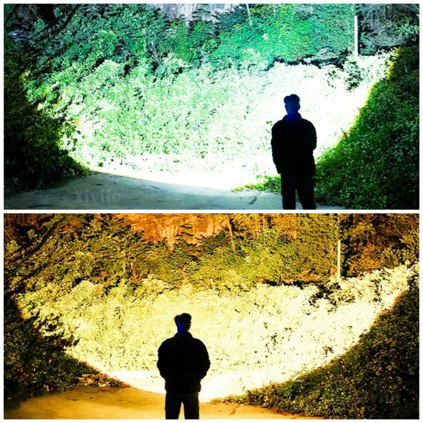 Super Big Flashlight USB Rechargeable Most Strong LED Tactical Torch Light Long Range Digital Power Display Builtin Battery D250928