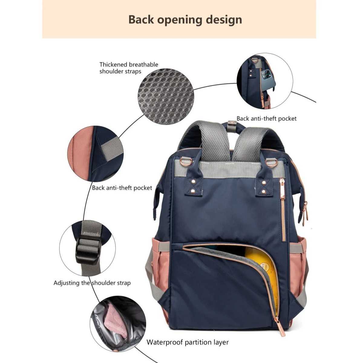 LEQUEEN Baby Diaper Backpack Fashion Mummy Travel Stroller Bags Large Capaci Mother Bag Carrying Pregnant Baby Nappy BackpackXJ250928