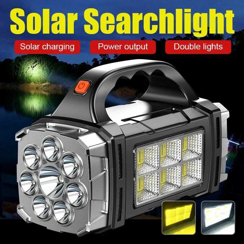 5000mAh Solar LED Flashlight COB Camping Lantern Work Light USB Charging Torch Light Waterproof Portable Searchlight Power Bank C250928